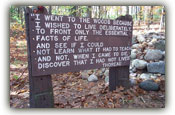 Thoreau's famous experiment is memorialized at the site of his cabin on Walden Pond