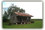 A slave cabin: quite the contrast from big plantation homes
