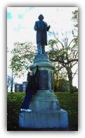 A statue in Frederick Douglass Square of the American hero