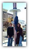 The trekkers pose with Uncle Sam in Pulaski