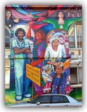 One of the many beautiful murals in San Francisco depicting Latin American life