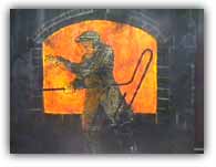 Painting of steel worker at the furnace blaster