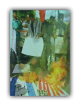 Palestinians burn both a US and Israeli flag expressing their anger towards Israel and how the US is helping Israel
